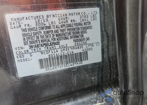 2014 Nissan Sentra S from USA, damaged, VIN 3N1AB7AP5EL629432
